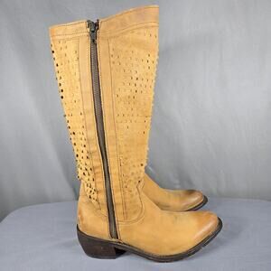 Independent Boot Co Womens 8 Tan Leather Cutout Tall Western Boots Mexico
